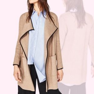 Zara brown knit leather trim cardigan